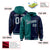 Custom Aqua Navy Split Fashion Varsity Full-Snap Letterman Two Tone Hoodie Jacket