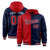 Custom Red Navy Split Fashion Varsity Full-Snap Letterman Two Tone Hoodie Jacket