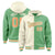 Custom Cream Bright Green Split Fashion Varsity Full-Snap Letterman Two Tone Hoodie Jacket