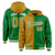 Custom Brown Kelly Green Split Fashion Varsity Full-Snap Letterman Two Tone Hoodie Jacket