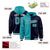 Custom Aqua Navy Split Fashion Varsity Full-Snap Letterman Two Tone Hoodie Jacket