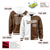 Custom White Brown Split Fashion Varsity Full-Snap Letterman Two Tone Hoodie Jacket