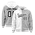 Custom White Gray Split Fashion Varsity Full-Snap Letterman Two Tone Hoodie Jacket