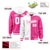 Custom White Pink Split Fashion Varsity Full-Snap Letterman Two Tone Hoodie Jacket