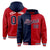 Custom Navy Red Split Fashion Varsity Full-Snap Letterman Two Tone Hoodie Jacket