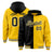 Custom Black Gold Split Fashion Varsity Full-Snap Letterman Two Tone Hoodie Jacket