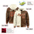 Custom Cream Brown Split Fashion Varsity Full-Snap Letterman Two Tone Hoodie Jacket