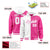 Custom White Pink Split Fashion Varsity Full-Snap Letterman Two Tone Hoodie Jacket