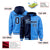 Custom Navy Powder Blue Split Fashion Varsity Full-Snap Letterman Two Tone Hoodie Jacket