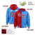 Custom Red Powder Blue Split Fashion Varsity Full-Snap Letterman Two Tone Hoodie Jacket