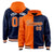 Custom Orange Navy Split Fashion Varsity Full-Snap Letterman Two Tone Hoodie Jacket