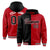 Custom Black Red Split Fashion Varsity Full-Snap Letterman Two Tone Hoodie Jacket