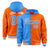 Custom Powder Blue Orange Split Fashion Varsity Full-Snap Letterman Two Tone Hoodie Jacket