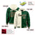 Custom Cream Green Split Fashion Varsity Full-Snap Letterman Two Tone Hoodie Jacket