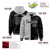 Custom Gray Black Split Fashion Varsity Full-Snap Letterman Two Tone Hoodie Jacket