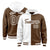 Custom White Brown Split Fashion Varsity Full-Snap Letterman Two Tone Hoodie Jacket