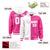 Custom White Pink Split Fashion Varsity Full-Snap Letterman Two Tone Hoodie Jacket