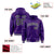 Custom Purple Black-White Varsity Full-Snap Letterman Classic Hoodie Jacket