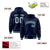 Custom Navy Gray-Aqua Varsity Full-Snap Letterman Classic Hoodie Jacket