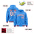 Custom Powder Blue White-Red Varsity Full-Snap Letterman Classic Hoodie Jacket