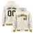 Custom Cream Navy-Gold Varsity Full-Snap Letterman Classic Hoodie Jacket