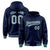 Custom Navy Gray-Aqua Varsity Full-Snap Letterman Classic Hoodie Jacket