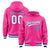 Custom Pink White-Royal Blue Varsity Full-Snap Letterman Classic Hoodie Jacket