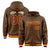 Custom Brown Crimson-Gold Varsity Full-Snap Letterman Classic Hoodie Jacket