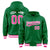 Custom Kelly Green Pink-White Varsity Full-Snap Letterman Classic Hoodie Jacket