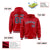 Custom Red Navy-White Varsity Full-Snap Letterman Classic Hoodie Jacket