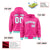 Custom Pink White-Aqua Varsity Full-Snap Letterman Classic Hoodie Jacket