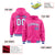 Custom Pink White-Royal Blue Varsity Full-Snap Letterman Classic Hoodie Jacket