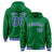 Custom Kelly Green Royal Blue-White Varsity Full-Snap Letterman Classic Hoodie Jacket