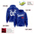 Custom Royal Blue White Varsity Full-Snap Letterman Classic Hoodie Jacket