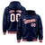 Custom Navy White-Red Varsity Full-Snap Letterman Classic Hoodie Jacket