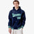 Custom Navy Gray-Aqua Varsity Full-Snap Letterman Classic Hoodie Jacket