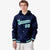 Custom Navy Gray-Aqua Varsity Full-Snap Letterman Classic Hoodie Jacket