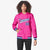 Custom Pink White-Royal Blue Varsity Full-Snap Letterman Classic Hoodie Jacket