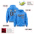 Custom Powder Blue Navy-White Varsity Full-Snap Letterman Classic Hoodie Jacket