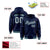 Custom Navy Gray-Aqua Varsity Full-Snap Letterman Classic Hoodie Jacket