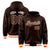 Custom Brown Orange-White Varsity Full-Snap Letterman Classic Hoodie Jacket