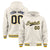 Custom Cream Navy-Gold Varsity Full-Snap Letterman Classic Hoodie Jacket