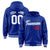 Custom Royal Blue White Varsity Full-Snap Letterman Classic Hoodie Jacket