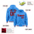 Custom Powder Blue Red-Navy Varsity Full-Snap Letterman Classic Hoodie Jacket