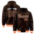 Custom Brown Orange-White Varsity Full-Snap Letterman Classic Hoodie Jacket