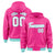 Custom Pink White-Aqua Varsity Full-Snap Letterman Classic Hoodie Jacket