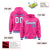 Custom Pink White-Royal Blue Varsity Full-Snap Letterman Classic Hoodie Jacket