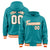 Custom Aqua White-Orange Varsity Full-Snap Letterman Classic Hoodie Jacket