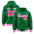 Custom Kelly Green Pink-White Varsity Full-Snap Letterman Classic Hoodie Jacket