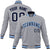 Custom Gray Black Light Blue Bomber Full-Snap Varsity Letterman Jacket